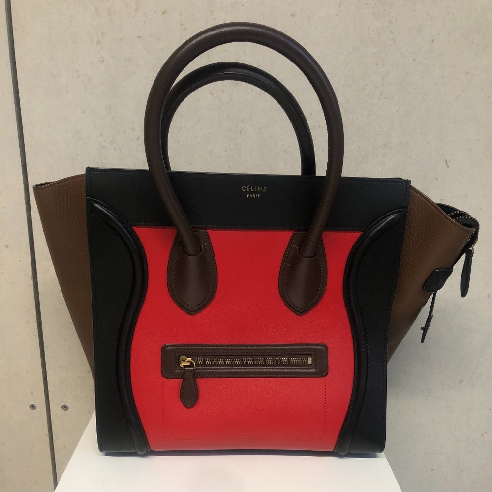 Celine Tricolor | Multicolor Luggage Bag Leather Micro.